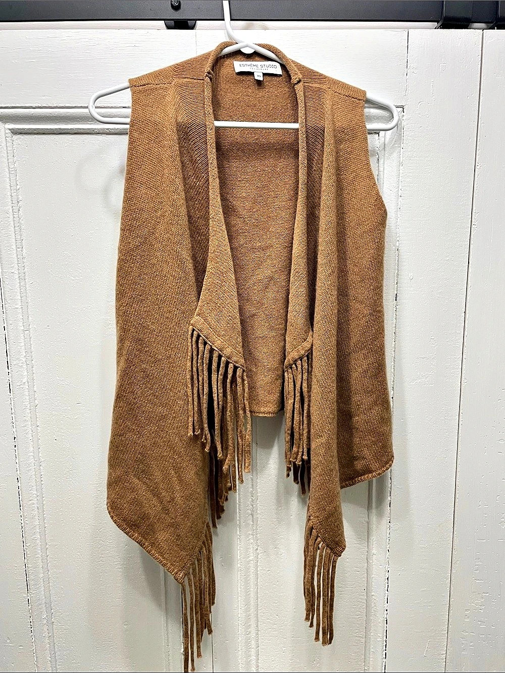 EUC Esthème Studio Cachemire 100% Cashmere Fringe Vest in Brown Size XS